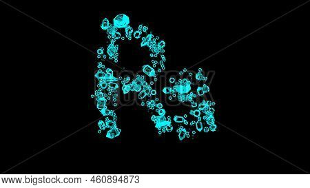 Blue Cartoon Jewelry Finest Brilliants Font - Rupee Symbol, Isolated - Object 3d Rendering