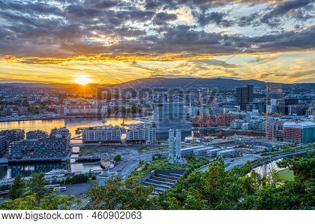 Beautiful Sunset Seen In Oslo, The Capital Of Norway