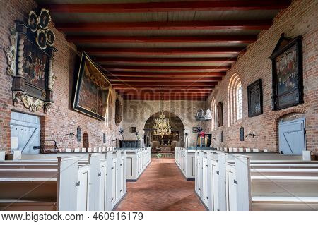 Pellworm, Germany - May 11, 2022: View Throught The Main Aisle Of The Old Church Of Pellworm On May 