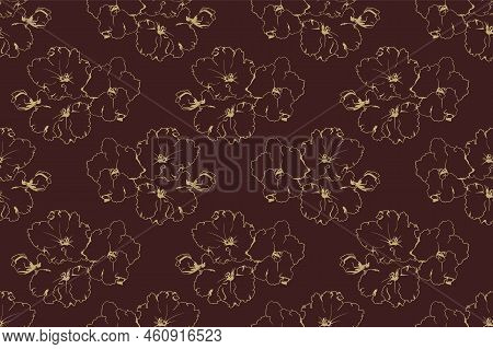 Floral Seamless Pattern Of Fabric Design. Flower Background Print Texture.