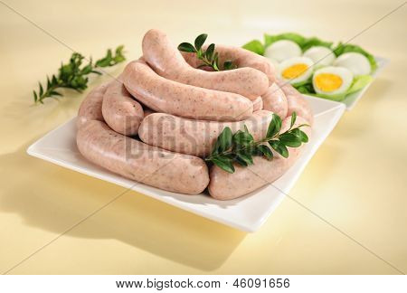 White Sausage On A Plate