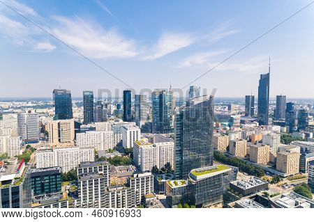7.22.2022 Warsaw, Poland. City Life. People Changing The Natural Environment Into Developed City Wit