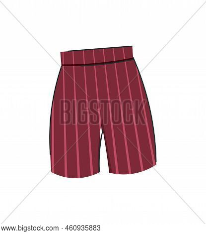Red Striped Shorts. Graphic Elements For Store Website, Fashion And Style Card Or Icon. Summer Cloth