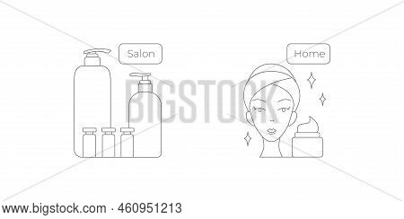 Skin Care Home, Salon Icons Symbol Set. Editable Stroke. Vector Stock Illustration Isolated On White