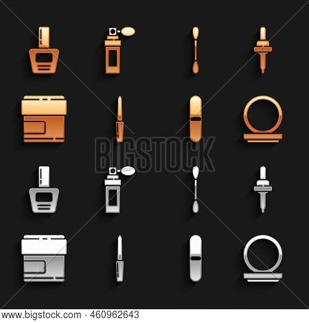 Set Nail File, Pipette, Makeup Powder With Mirror, Cream Lotion Cosmetic Tube, Cotton Swab For Ears,