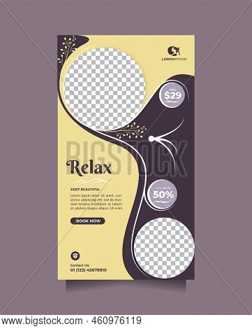 Stylish Template Design Beauty Care Center Social Media Story Post And Banner Promotion. Modern Vect