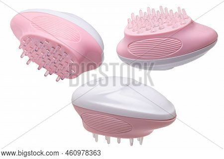 Close Up Of Three Battery Operated Scalp Massage Brushes, Shampoo Brushes Or Scalp Massager For Exfo