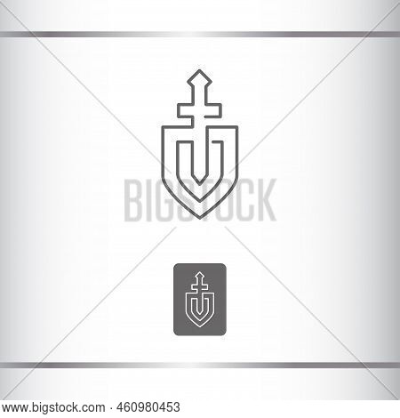 The Sword And Shild. Luxury Lineart Logo Design Template