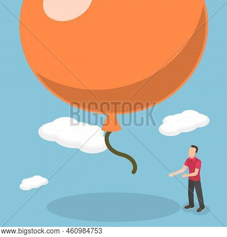 3d Isometric Flat Vector Conceptual Illustration Of Balloon Market, Economic Risks Or Investment Bub