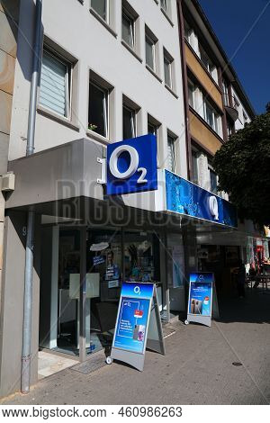 Moenchengladbach, Germany - September 18, 2020: O2 Mobile Phone Store In Moenchengladbach. O2 Is A M