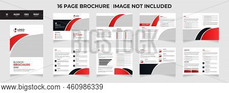 16 Pages Geometric Brochure With Modern Abstract Design. 
Use For Marketing, Print, Annual Report An