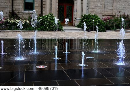 Water Features In A Quebec City Fountain. High Quality Photo