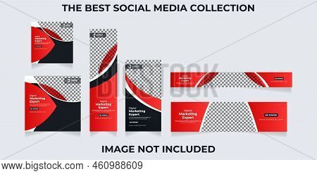 Social Media Template Design Set Layout Or Set Of Advertising Banners Of Different Sizes