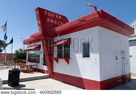 Rudyard, Montana - July 2, 2022: Hthe Sugar Shack Diner In Rudyard Montana Is A Throwback Retro Rest
