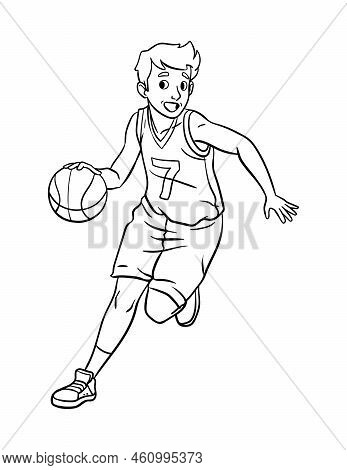A Cute And Funny Coloring Page Of A Basketball. Provides Hours Of Coloring Fun For Children. Color, 