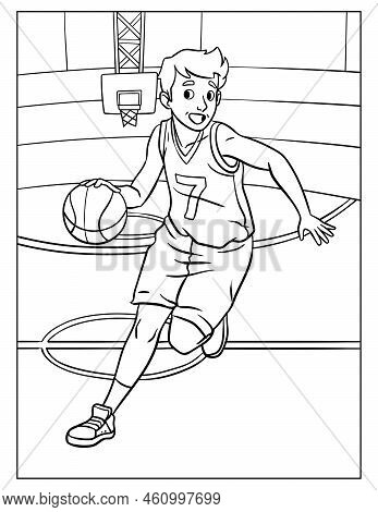 A Cute And Funny Coloring Page Of A Basketball. Provides Hours Of Coloring Fun For Children. Color, 