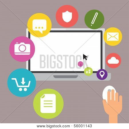 Laptop computer with icons
