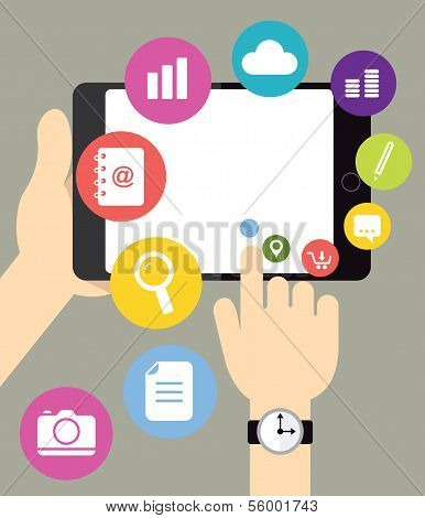 Tablet computer with icons