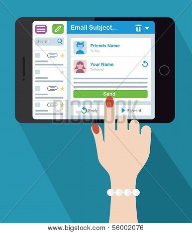 Woman emailing on a Tablet