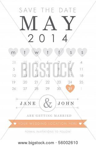 Save the date calendar style invitation