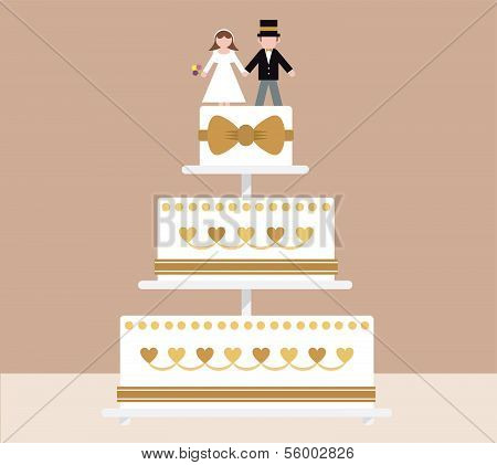 Bride and groom tier wedding cake
