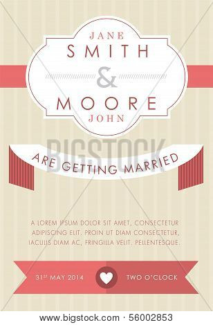 Wedding invitation beige and red style