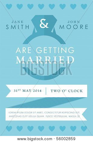 Wedding invitation blue ring style