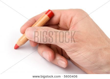 Crayon à la main de l'homme