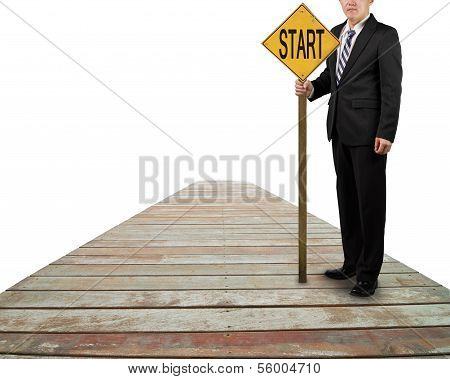 Businessman Hold Board With Word 