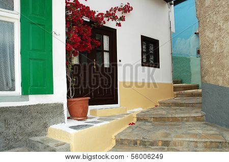 The narrow lane of the island of Samos