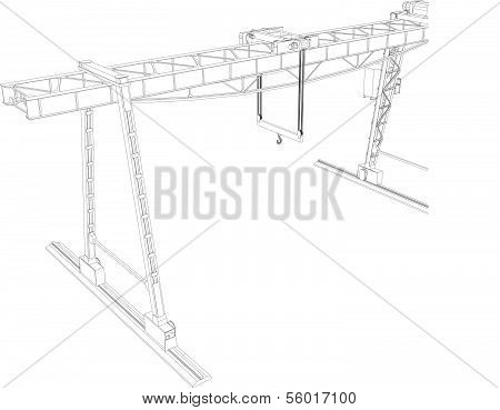Gantry crane. Wire-frame