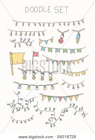 Doodle set - bunting and garlands