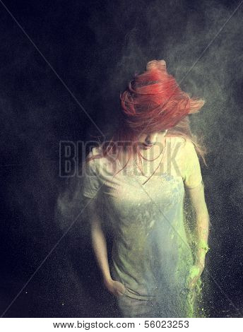 Girl Flinging Red Hair