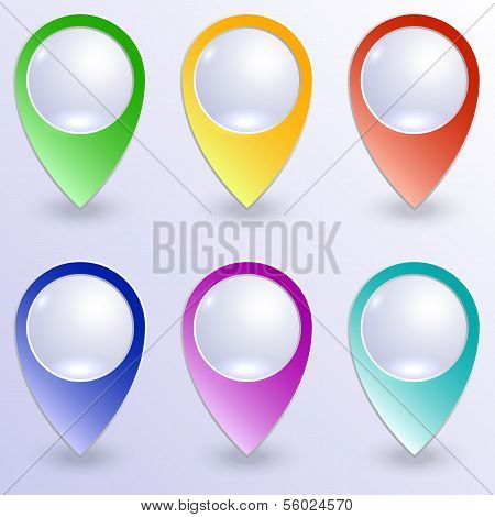 Vector set of colored map pins