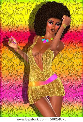 Afro chic, colorful dancing girl.