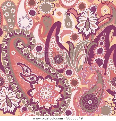 Seamless Pattern . Paisley Colorful Background.