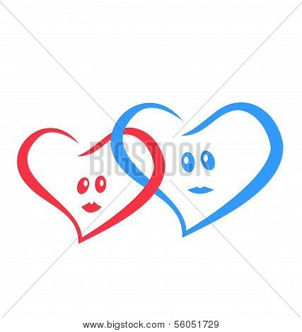 Logo Love Hearts Together Red And Blue