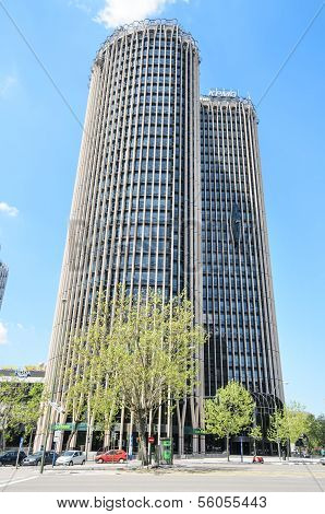Europe Tower skyscraper at AZCA financial center in Madrid