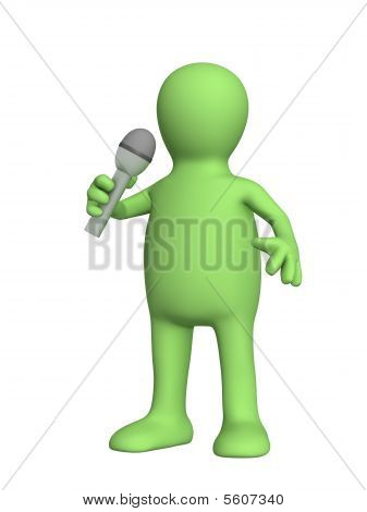 3D Puppe, singen mit einem Mikrofon