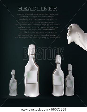 plasticine character with bottles