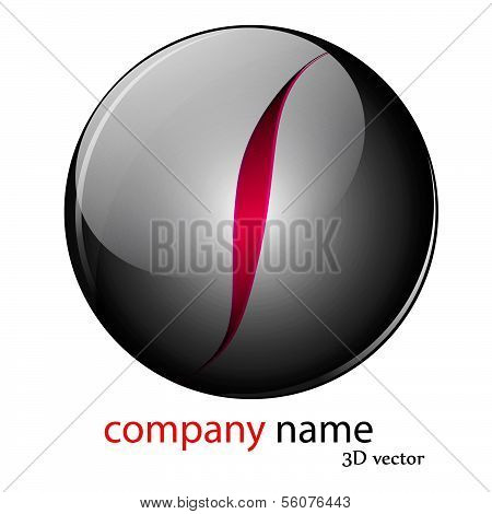 glossy metallic sphere with a red element