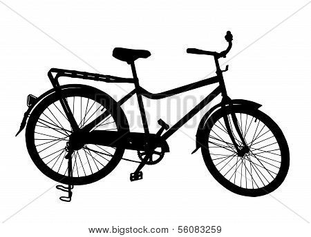 Detailed Silhouette Image Of A Bicycle On Its Stand