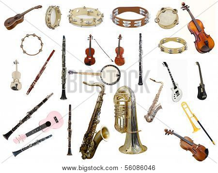 The image of instruments isolated under a white background