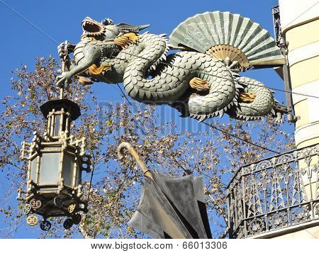 Chinese Dragon In The Ramblas, Barcelona