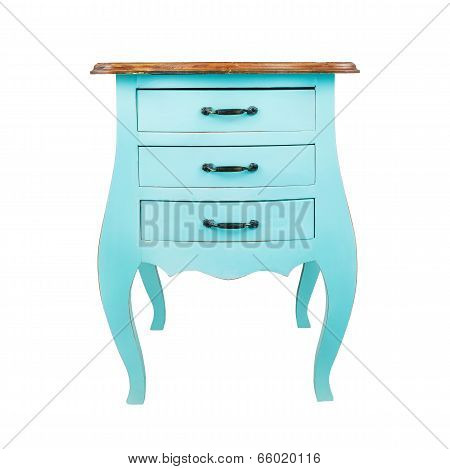 Vintage Wooden Chest Drawer Isolated On White Background