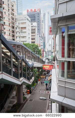 HONG KONG - SEPTEMBER 30, 2011: The CentralÃ¢??Mid-Levels escalator and walkway system in Hong Kong is the longest outdoor covered escalator system in the world (800 m). It was constructed in 1993.
