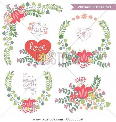 Vector  Floral Arrangement.doodl Vintage Summer Set