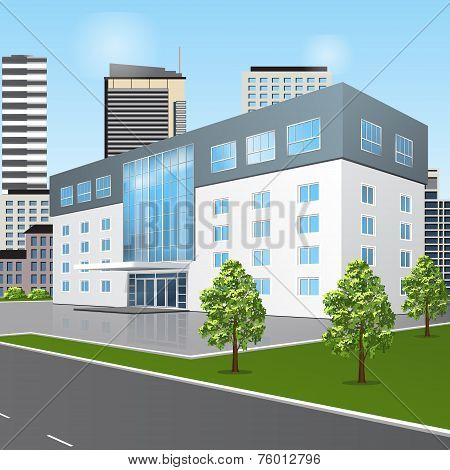 School Building With Reflection And Input