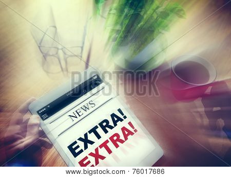 Businessman Holding Tablet Extra News Concept