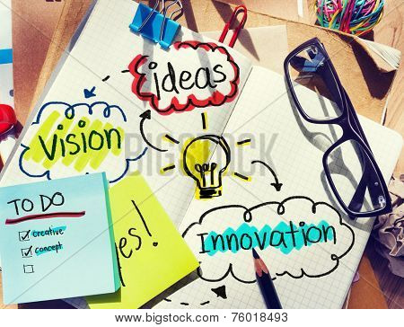 Messy Office Desk with Ideas and Vision